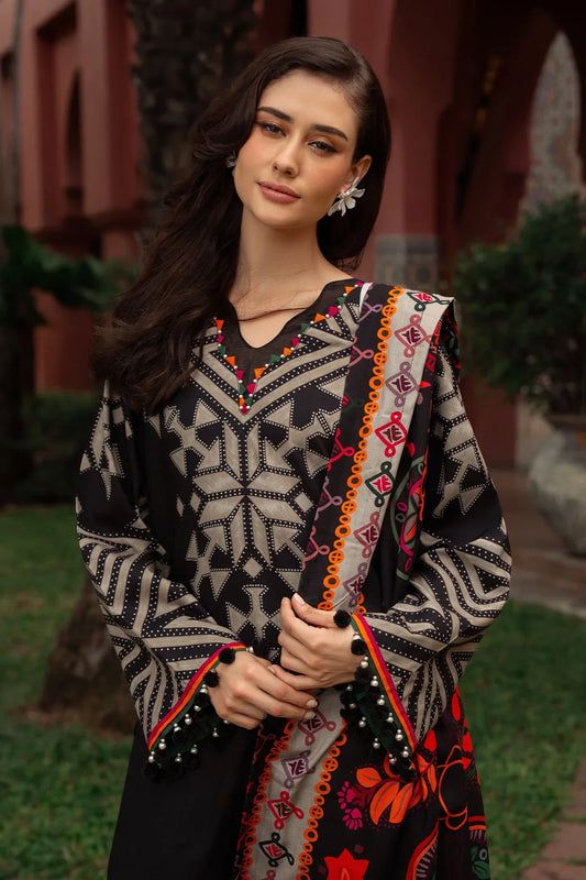 3-PC Stitched Printed Winter Grip Soft & Silk BLACK KING