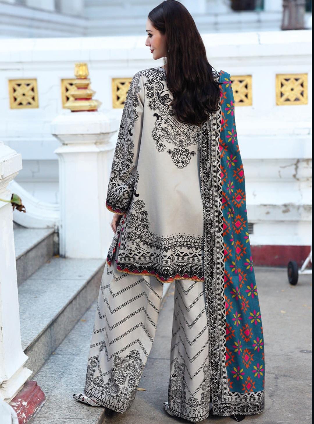 3pc Printed stitch suit