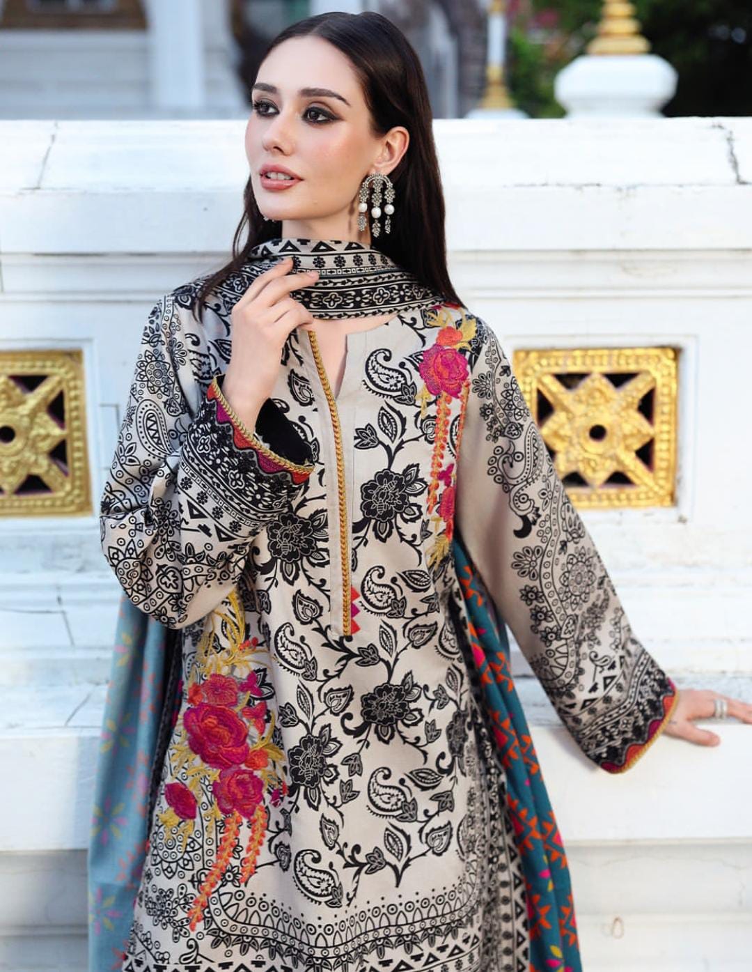 3pc Printed stitch suit