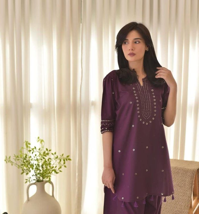 PURPLE ARORA EMBROIDERED