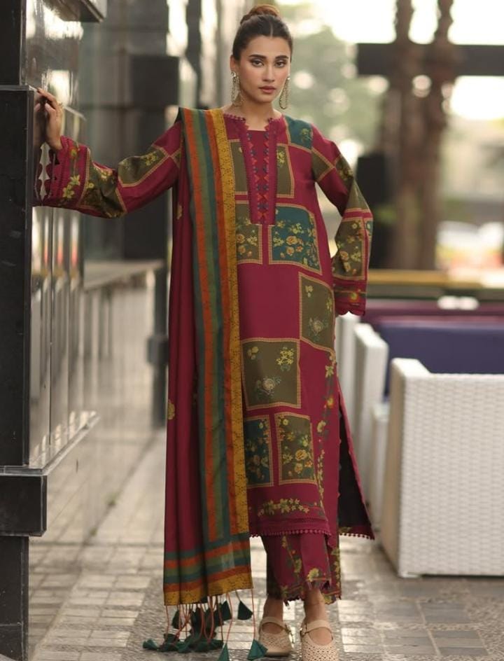 Full Length 3PCS Silk Khaddar