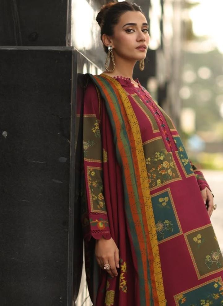 Full Length 3PCS Silk Khaddar