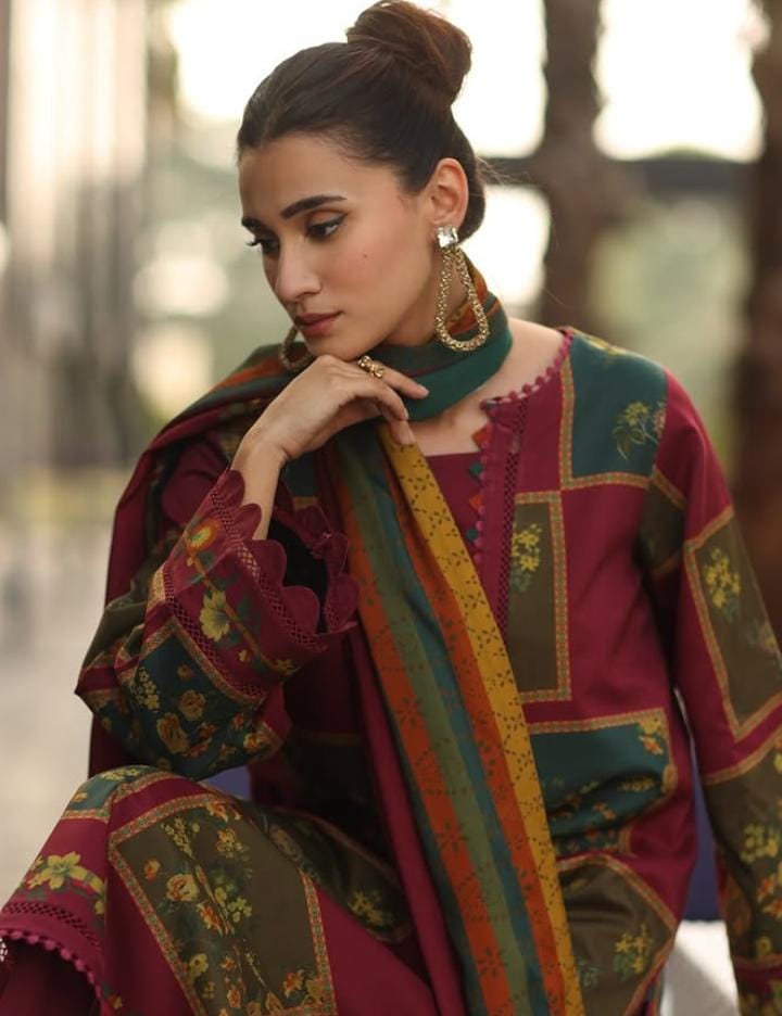 Full Length 3PCS Silk Khaddar