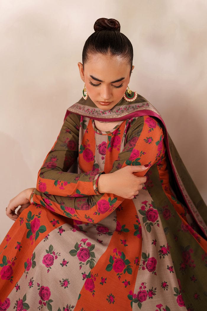 Multi Colour Frock Digital Printed Soft Manadora Winter 3Pcs