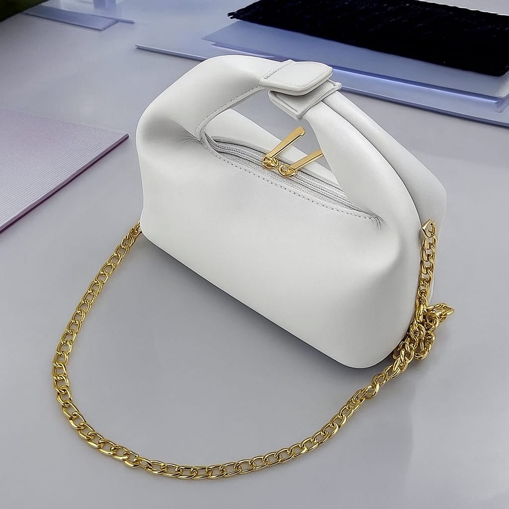 Black Shoulder Bag with Gold Chain