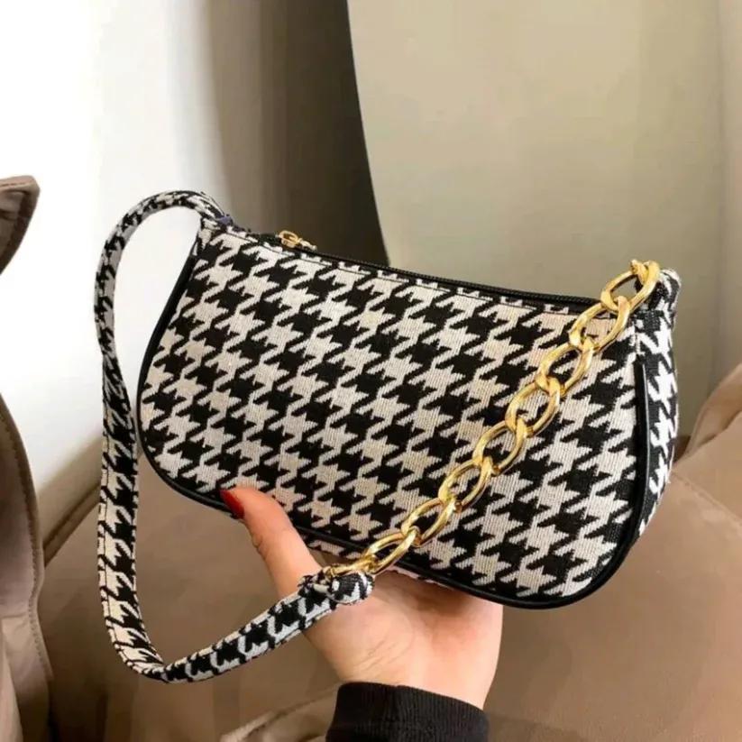 Chic Houndstooth Shoulder Bag for Women