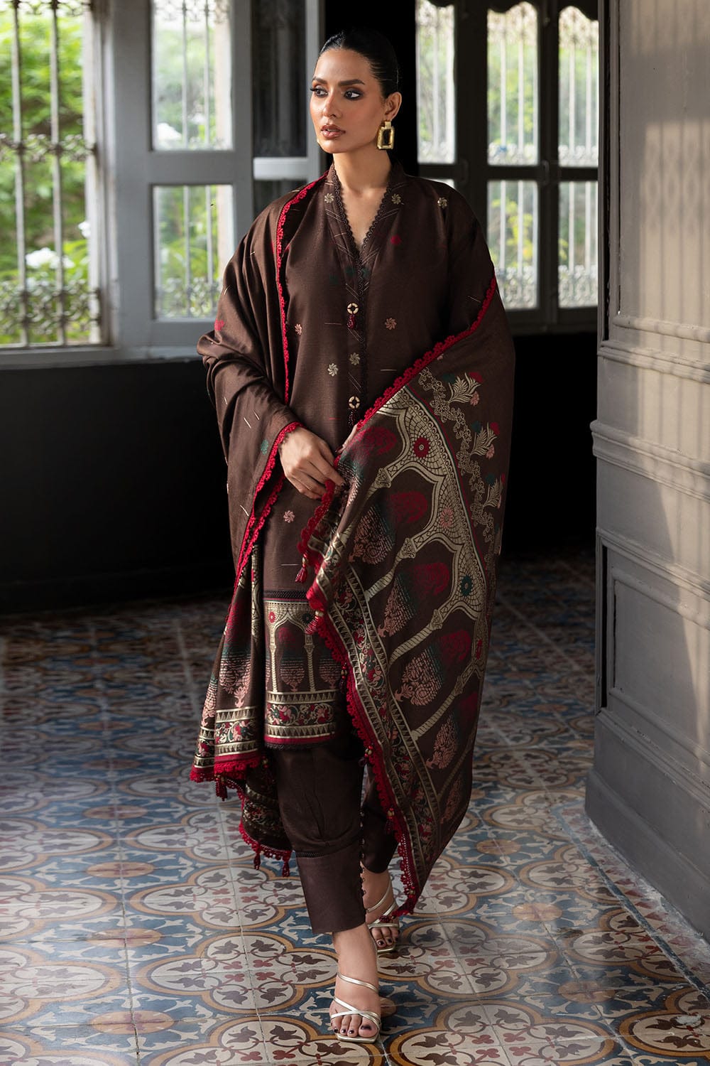 3 Piece stitch Khadar Rod Jacquard Suit with Dupatta