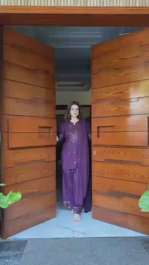 PURPLE ARORA EMBROIDERED